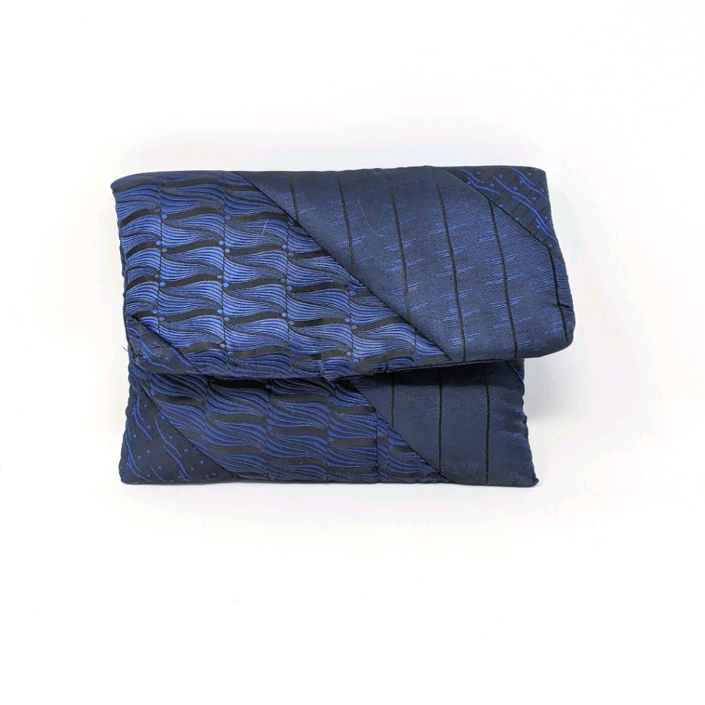 Recycled men's ties made into a silk clutch